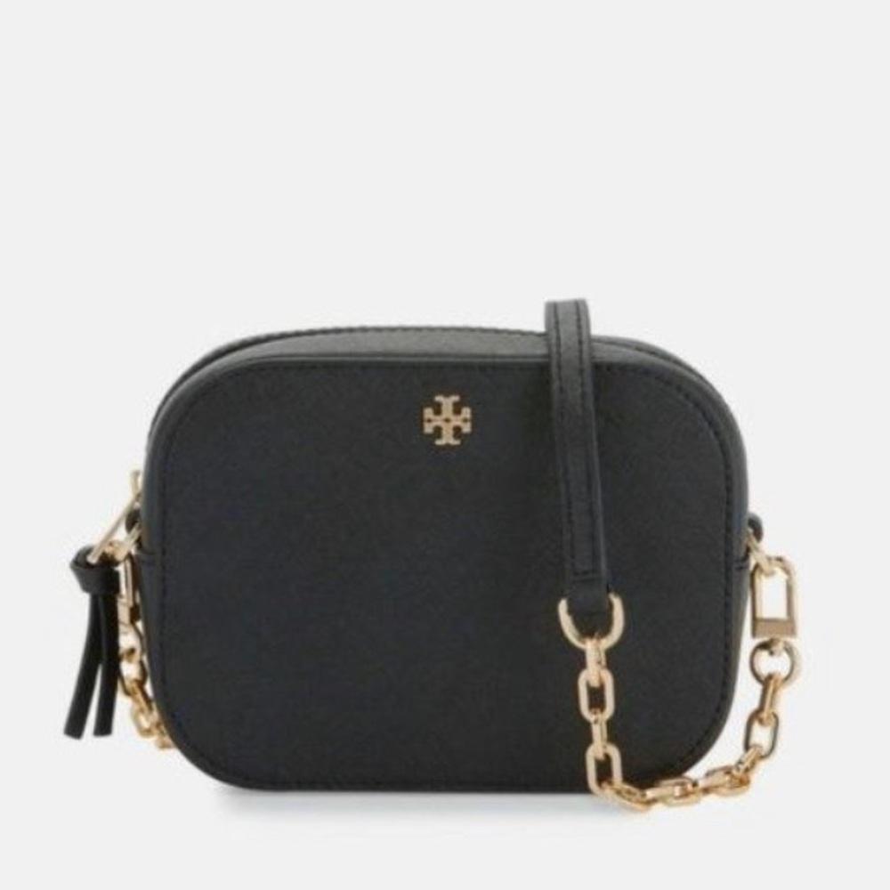 Tory Burch❤️Emerson Round Leather Crossbody Black